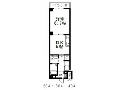 ファンライフ小阪(1DK/3階)の間取り写真