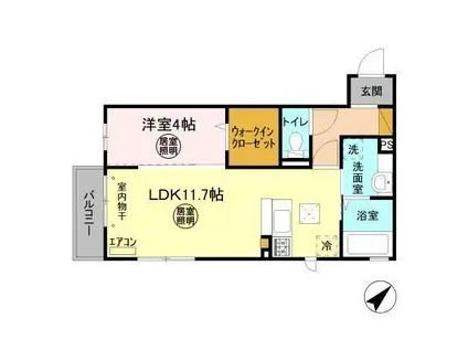 パークドオートム A(1LDK/1階)の間取り写真