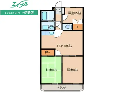 マンション大山(3LDK/1階)の間取り写真