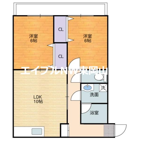 成広伊田コーポ(2LDK/2階)の間取り写真