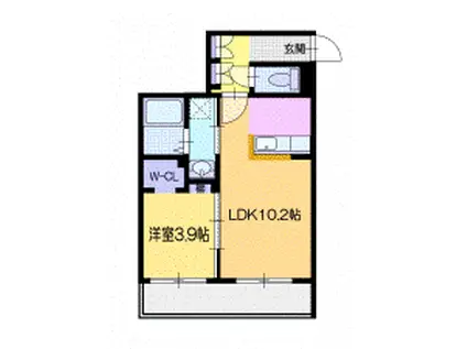 マリーノ野幌駅前(1LDK/2階)の間取り写真