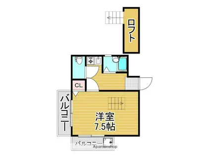 ボヌール桜坂II(1K/3階)の間取り写真