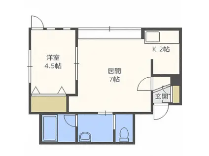 マリンパレス月寒壱番館(1DK/2階)の間取り写真
