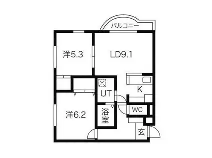 OMレジデンス札幌石山(2LDK/1階)の間取り写真
