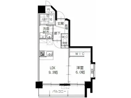 ヒルクレスト大橋II(1LDK/3階)の間取り写真