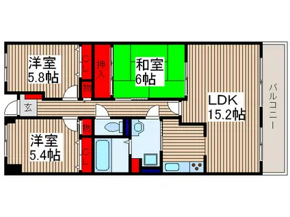 戸田パークフォルム(3LDK/2階)の間取り写真