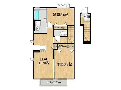 アーク リヴェール I(2LDK/2階)の間取り写真