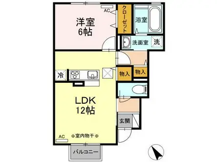 プランドール III(1LDK/1階)の間取り写真