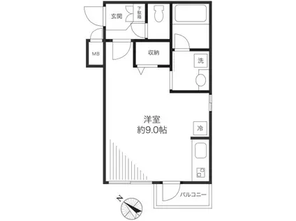 グレイス白稜(ワンルーム/2階)の間取り写真