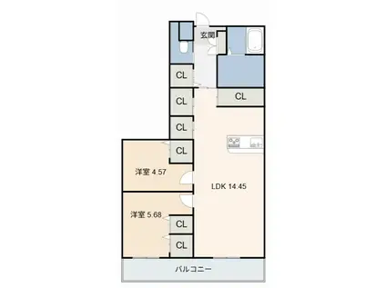 リバーサイド東洋(2LDK/2階)の間取り写真