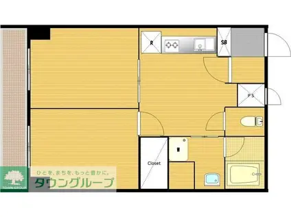 マンション芝公園(2DK/6階)の間取り写真