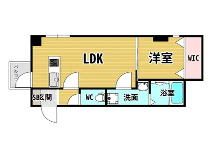 ソリティア弁天町(1LDK/4階)の間取り写真