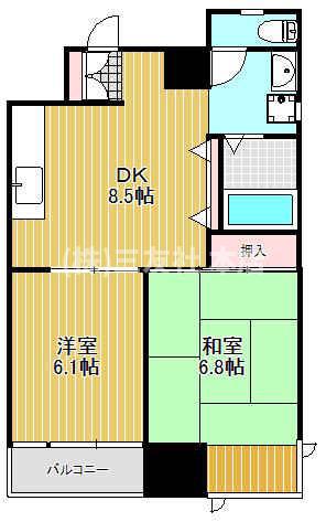 中延KIビル(2DK/3階)の間取り写真