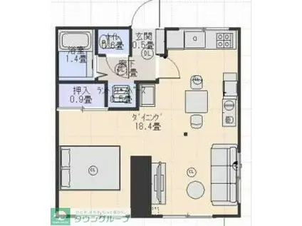 ビューパレーせしも(ワンルーム/1階)の間取り写真