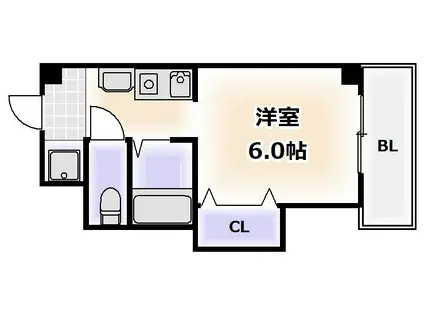 ＪＲ大阪環状線 新今宮駅 徒歩2分 6階建 築21年(1K/3階)の間取り写真