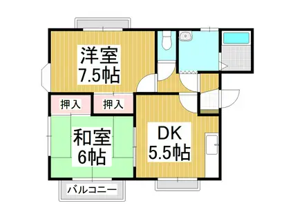 メゾニティ山上(2DK/2階)の間取り写真