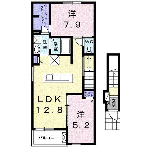 アンダンテ イースト C(2LDK/2階)の間取り写真