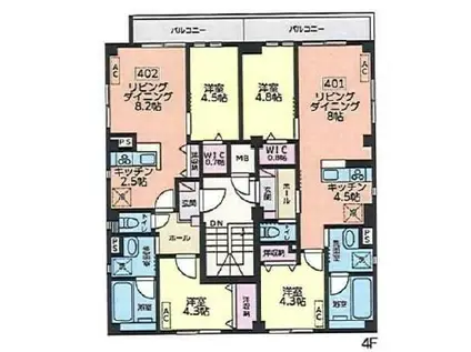 白金K-FLAT II 白金ケーフラットII(2LDK/4階)の間取り写真