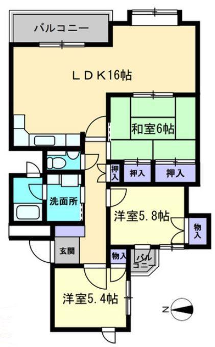 グランドール桜町(3LDK/2階)の間取り写真