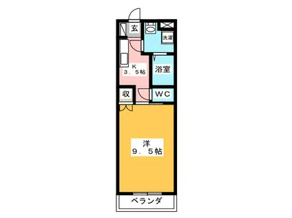 アイリス(1K/1階)の間取り写真