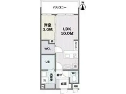 大橋II(1LDK/1階)の間取り写真