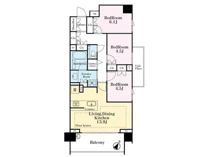 ブランズシティ久が原(3LDK/6階)の間取り写真