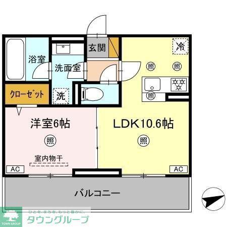 シャンティ(1LDK/3階)の間取り写真
