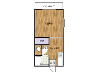 リリックスA(1DK/1階)の間取り写真