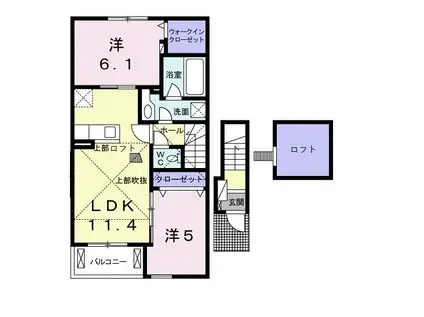 アルモニー倉敷III(2LDK/2階)の間取り写真
