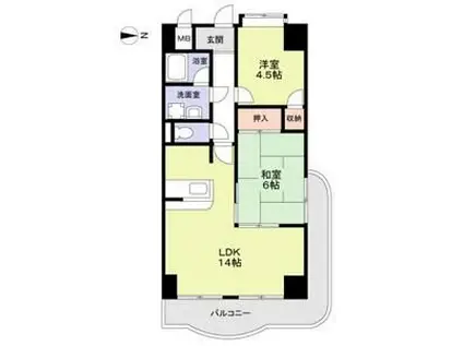 フローリッシュ北田(2LDK/8階)の間取り写真