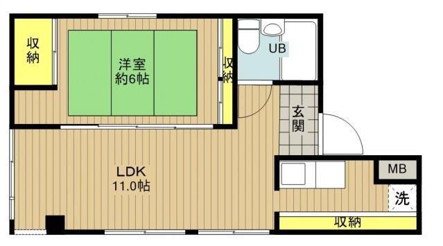 ひかりビル(1LDK/4階)の間取り写真