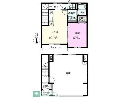 プレミアガレージ川口石神I(1LDK/1階)の間取り写真