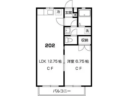 ログリジェール泉台(1LDK/1階)の間取り写真