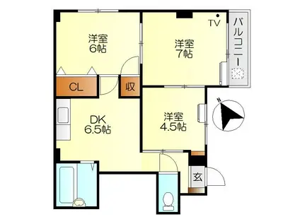 シンワビル(3DK/4階)の間取り写真