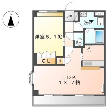 シトラス ユノス(1LDK/2階)の間取り写真