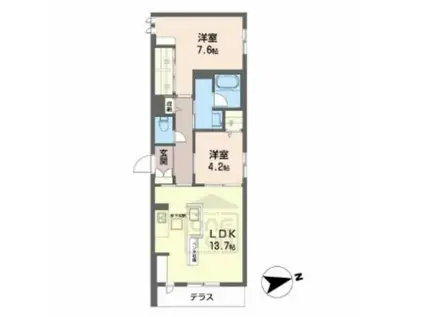 SHAMAISON AOIRO(2LDK/1階)の間取り写真