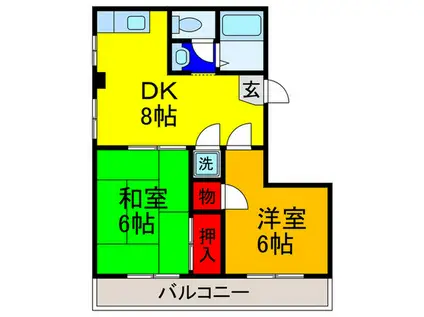 ARRONDIR諏訪I号棟南(2DK/3階)の間取り写真