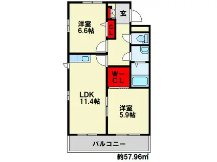 ヴィラ・アンボワーズ(2LDK/3階)の間取り写真