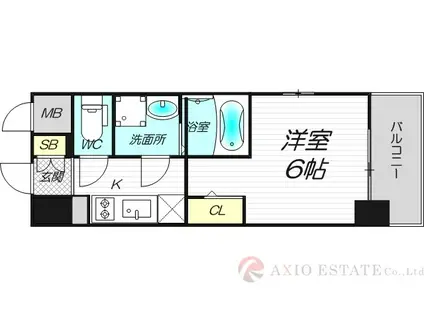 エスリード新大阪ザ・プレミアイースト(1K/14階)の間取り写真