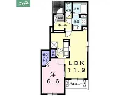 ＪＲ宇野線 備前西市駅 徒歩31分 2階建 築8年(1LDK/1階)の間取り写真