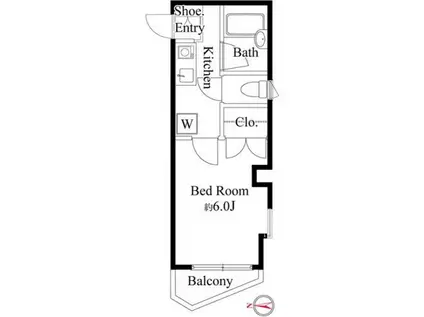 ユニティ西竹の塚(1K/2階)の間取り写真