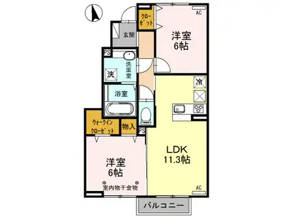 プランドール23(2LDK/1階)の間取り写真