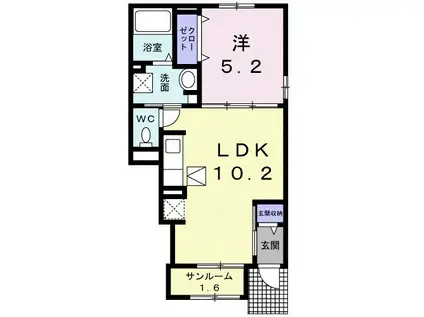 サンシャイングランドソレイユA(1LDK/1階)の間取り写真