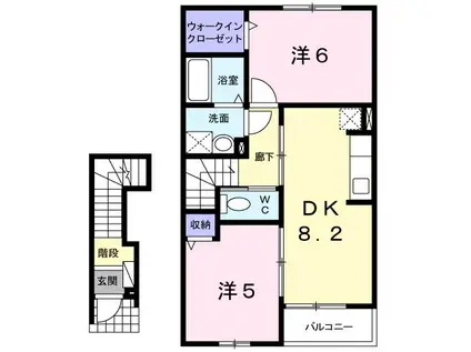 グランシャリオ(2DK/2階)の間取り写真