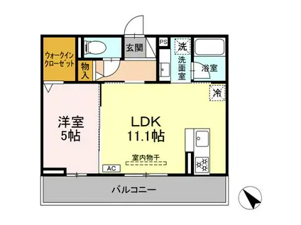 D AVANCE六名新町(1LDK/2階)の間取り写真