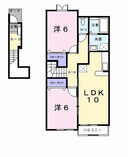 ベルメゾンA(2LDK/2階)の間取り写真