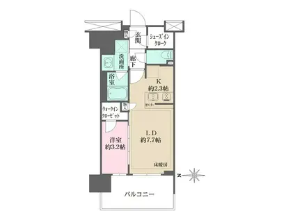 リニアゲートタワー名古屋(1LDK/9階)の間取り写真