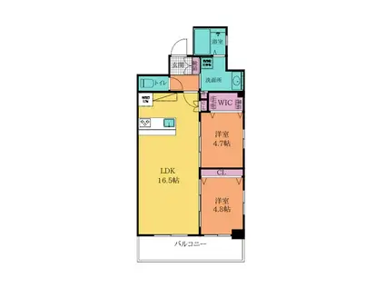 ERUZA GLANZ中津口(2LDK/8階)の間取り写真