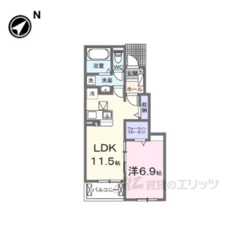 フラン・ソレイユ 学園前(1LDK/1階)の間取り写真