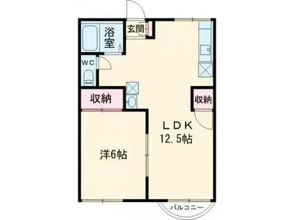 ハイツ宝 B(1LDK/2階)の間取り写真